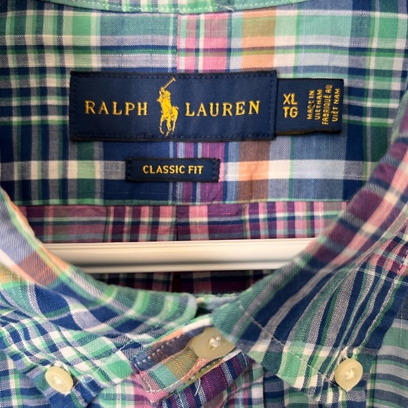 Mens Ralph Lauren Plaid Oxford Short Sleeve Shirt Size XL Classic Fit - Picture 5 of 9
